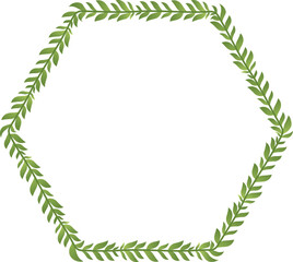 Hexagon Frame green leaf vector flower frame wreath floral leaf foliage leaves botanical borders isolate natural decoration wedding anniversary celebration greeting success valentine Christmas 