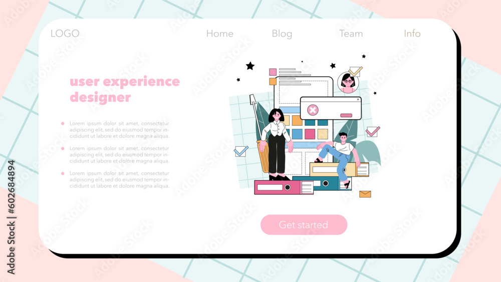 Poster ux and ui designer web banner or landing page. app or website