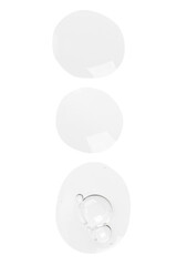 serum texture. Collagen. Chronically Face. Serum Cosmetic. Clear bubbles, air bubbles. Gel texture.  Transparent gel. Drops, trailing, medicine. On a white background.