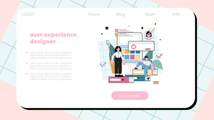 Fototapeta premium UX and UI designer web banner or landing page. App or website