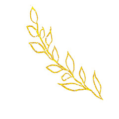  Gold Glitter Leaf Frame Wreath Vector Design, Holiday Bokeh, Golden Template