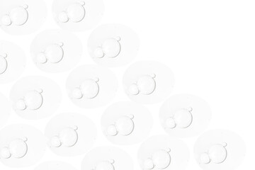 serum texture. Collagen. Chronically Face. Serum Cosmetic. Clear bubbles, air bubbles. Gel texture.  Transparent gel. Drops, trailing, medicine. On a white background.