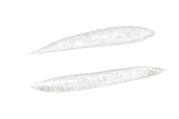 smear. The texture of the liquid gel. Transparent texture of hyaluronic acid gel. Isolated