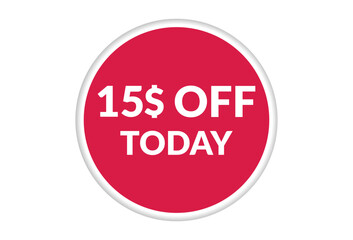 Best price only today 15$ off . Red vector banner illustration isolated on white background