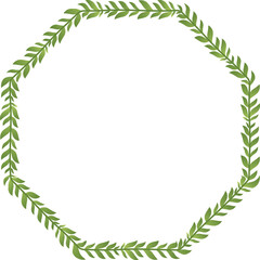 Octagon Frame green leaf vector flower frame wreath floral leaf foliage leaves botanical borders isolate natural decoration wedding anniversary celebration greeting success valentine Christmas 