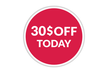 Best price only today 30$ off . Red vector banner illustration isolated on white background
