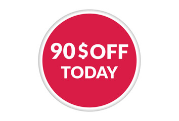 Best price only today 90$ off . Red vector banner illustration isolated on white background