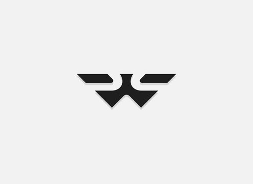 Letter W Logo. Geometric Letter W shape Wing Icon Symbol Vector Design