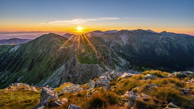 Beautiful Sunrise Over the Majestic Alps Mountains in Europe Summer Morning Time lapse, Breathtaking Natural Spectacle