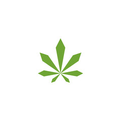 Cannabis marijuana geometric hemp logo isolated on white background