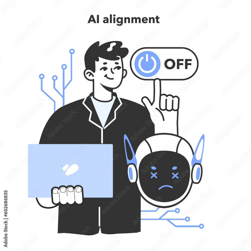 Aufkleber ai ethics. artificial intelligence alignment. computer system intelligence