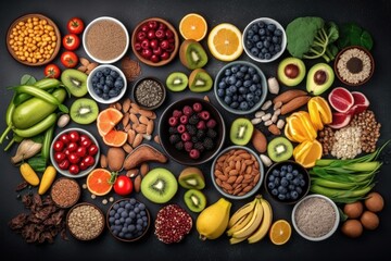 Assortment of fresh fruits and vegetables. Generated by AI