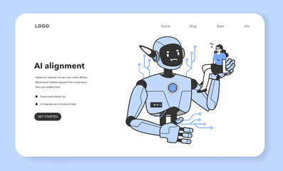 AI ethics web banner or landing page. Artificial intelligence alignment