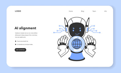 AI ethics web banner or landing page. Artificial intelligence alignment