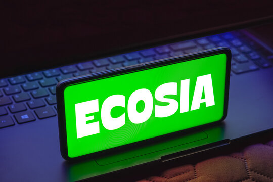 May 15, 2023, Brazil. In this photo illustration, the Ecosia logo is displayed on a smartphone screen.