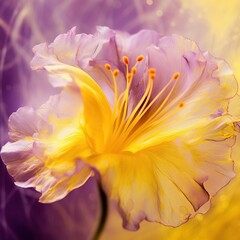  a purple and yellow flower with a yellow center on a purple background.  generative ai
