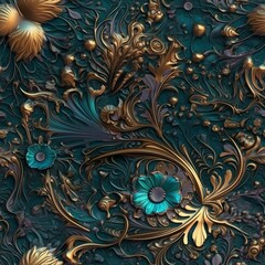 Beautiful elegant flower seamless pattern, created with generative AI