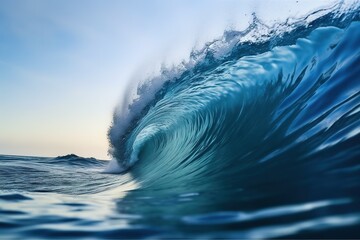 Beautiful blue wave as it is peaking, just before it breaks, generative ai beautiful art