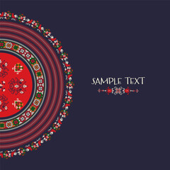 Decorative background with traditional Ukrainian embroidery ornament and place for text.