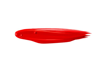 A dab of red paint on a white background.
