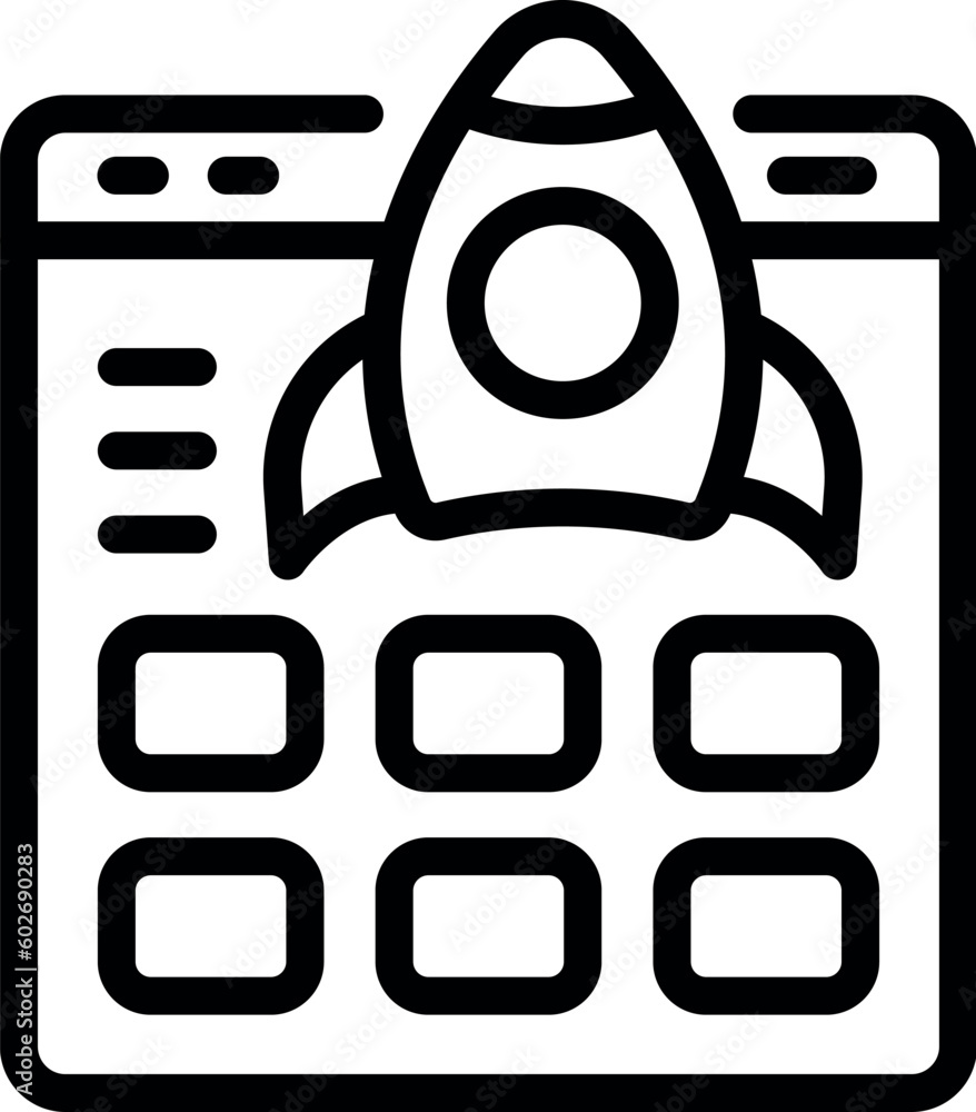 Aufkleber boost calendar rocket icon outline vector. report startup. idea project