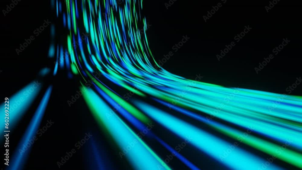 Aufkleber dynamic multicolor light trails floating in space, embodying networking and fiber optics concepts