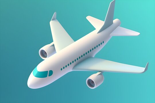 vector 3d rendering of airplane travel icon illustration.generative AI