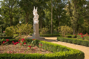 Sculpture of Saint George at park of Castle of Narzymski family near Jablonowo Pomorskie.  Poland