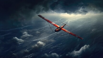 Glider In A Storm Sky. Generative AI