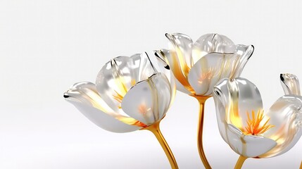 Gold Silver Tulip Flowers Glitter Super Detail. Generative AI