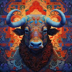 Illustration of a animal and abstract art, AI Generated