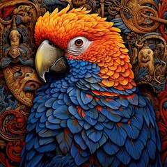 Illustration of a animal and abstract art, AI Generated