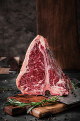 T-Bone steak marble, raw meat steak beef with rosemary