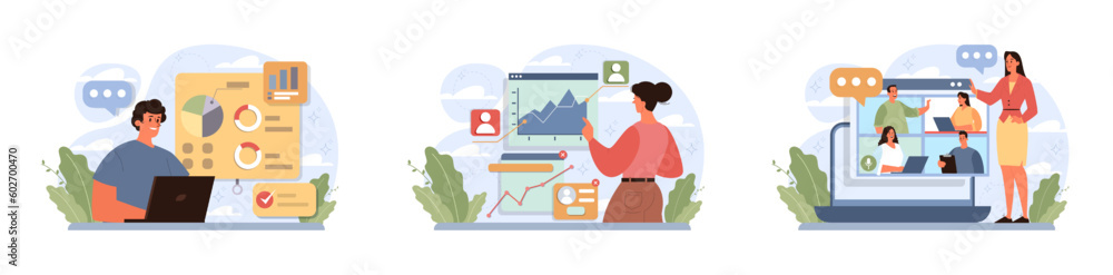 Poster tasking set. setting and following schedule. time optimization of office
