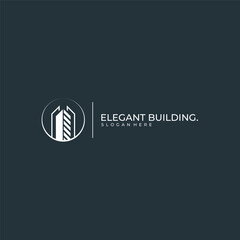 Minimalist modern building logo vector. illustration of building in a modern minimalist style for business. Vector illustration. Elegant logo