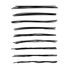 Handmade Black Underline Set On White Background