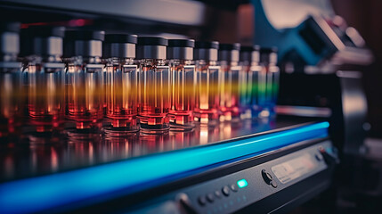 Fototapeta na wymiar Colorful Chromatography: Vibrant Image Capturing a Chromatography Machine in Action. Generative AI.