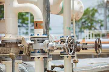 Steel long pipes and valve pipe elbow in station oil factory