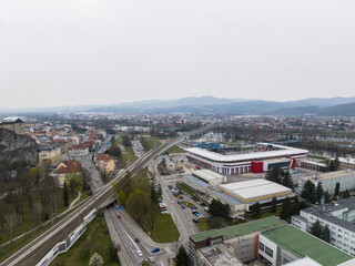 Aerial view of the city of Trencin in Slovakia