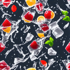 fruit cocktail, seamless pattern, Generative AI