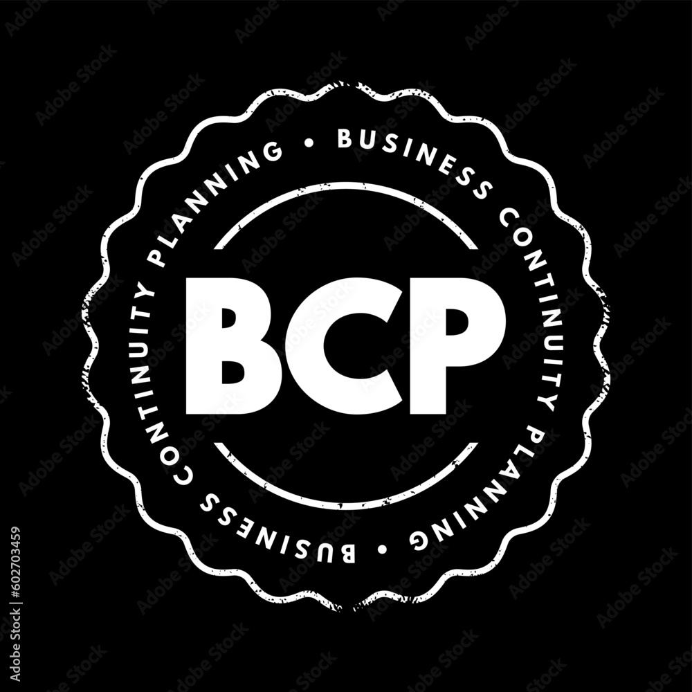 Aufkleber bcp business continuity planning - process involved in creating a system of prevention and recovery 