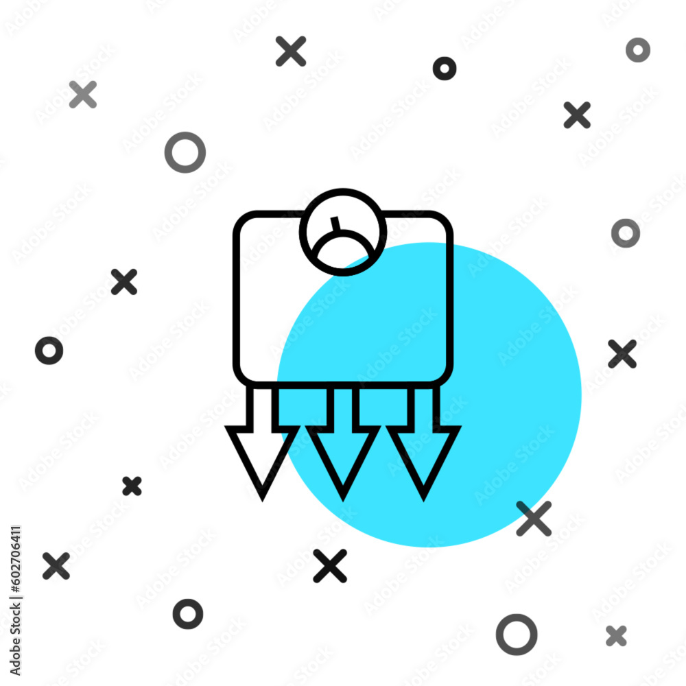 Poster black line weight loss icon isolated on white background. random dynamic shapes. vector