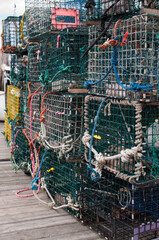 Obraz premium Old fishing cages for lobsters. Camden dock