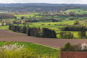 Fototapeta na wymiar Beautiful rural landscape in spring, land North Rhine-Westphalia, Germany