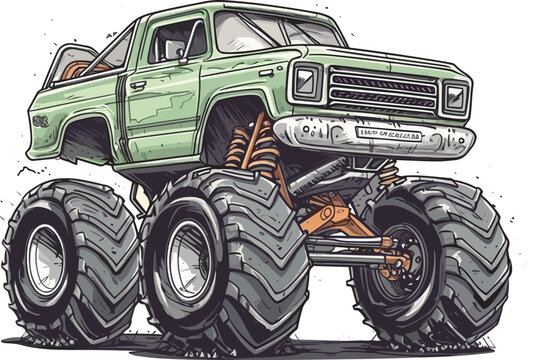 Monster truck cartoon illustration