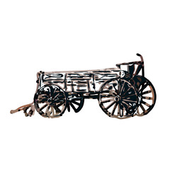 Fototapeta premium wheelbarrow color sketch with transparent background