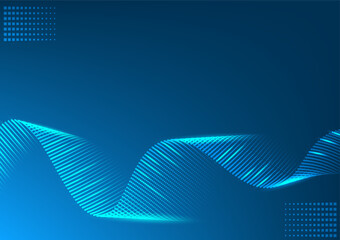 Fototapeta premium Wavy blue technology vector background 