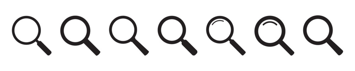 Magnifying glass icon, magnifier or loupe sign.