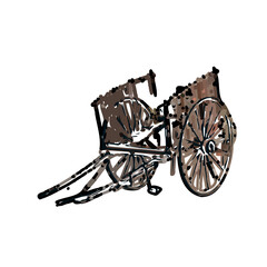 Fototapeta premium wheelbarrow color sketch with transparent background
