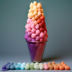 Colorful ice-cream cone with a color palette of little ice-cream balls created with Generative AI